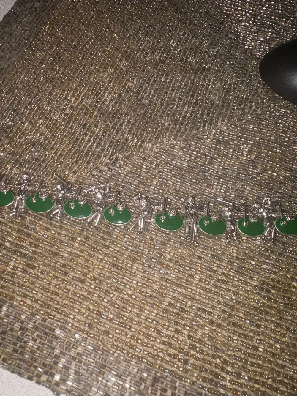 Vintage Green Enamel Charm Golf  Bracelet - Women Jewelry
